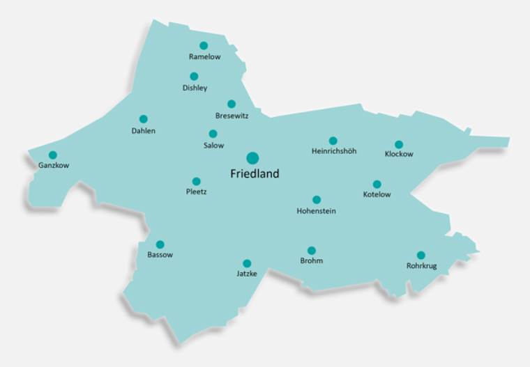 Noch bis Ende Oktober ist Zeit, einen geförderten Internetanschluss bei neu.sw zu beantragen. Karte Projektgebiet MSE_24_21, Friedland